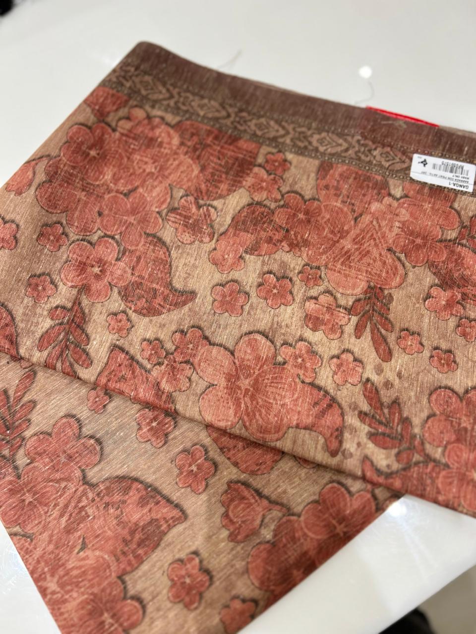 Soft chanderi saree -Peach shade  Search code 3713