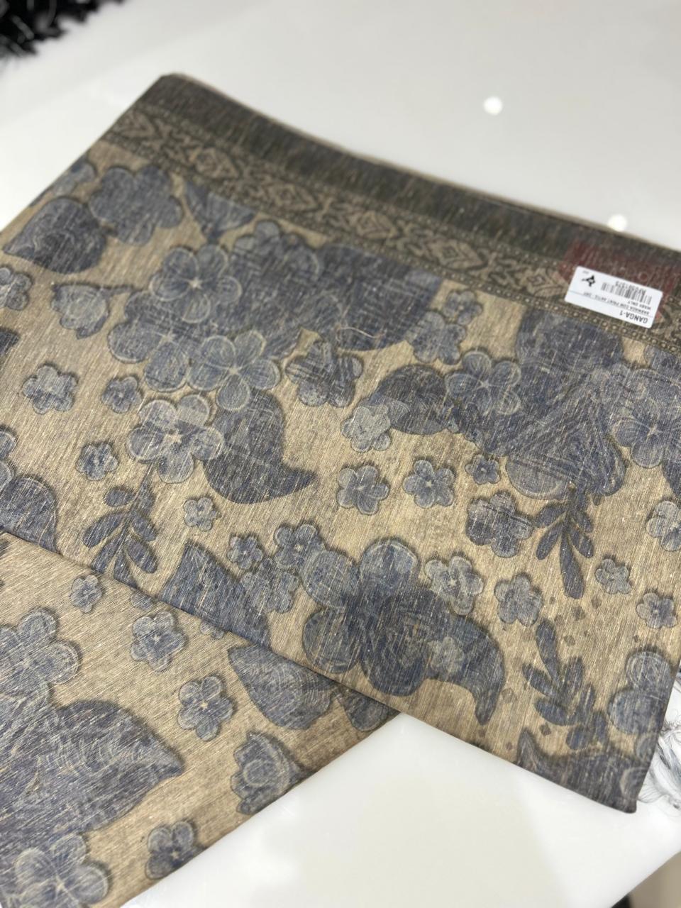 Soft chanderi saree -Gray shade  Search code 3714