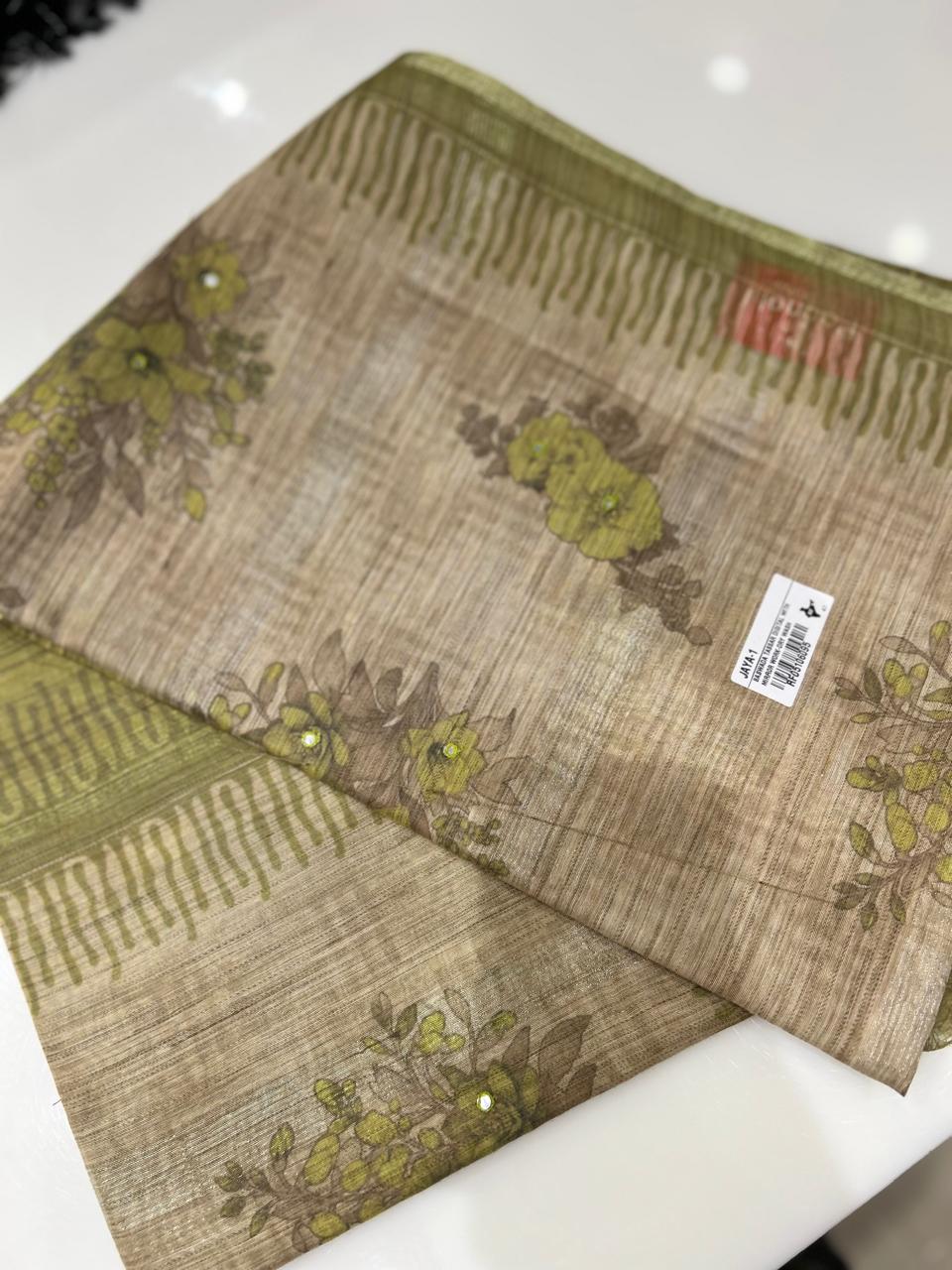 Soft chanderi saree -Light Green shade  Search code 3715