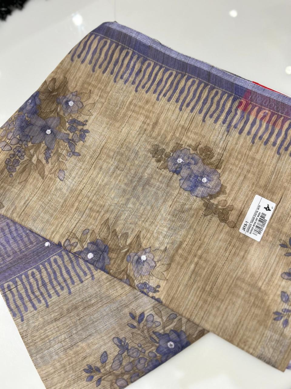 Soft chanderi saree -Blue  shade  Search code 3716