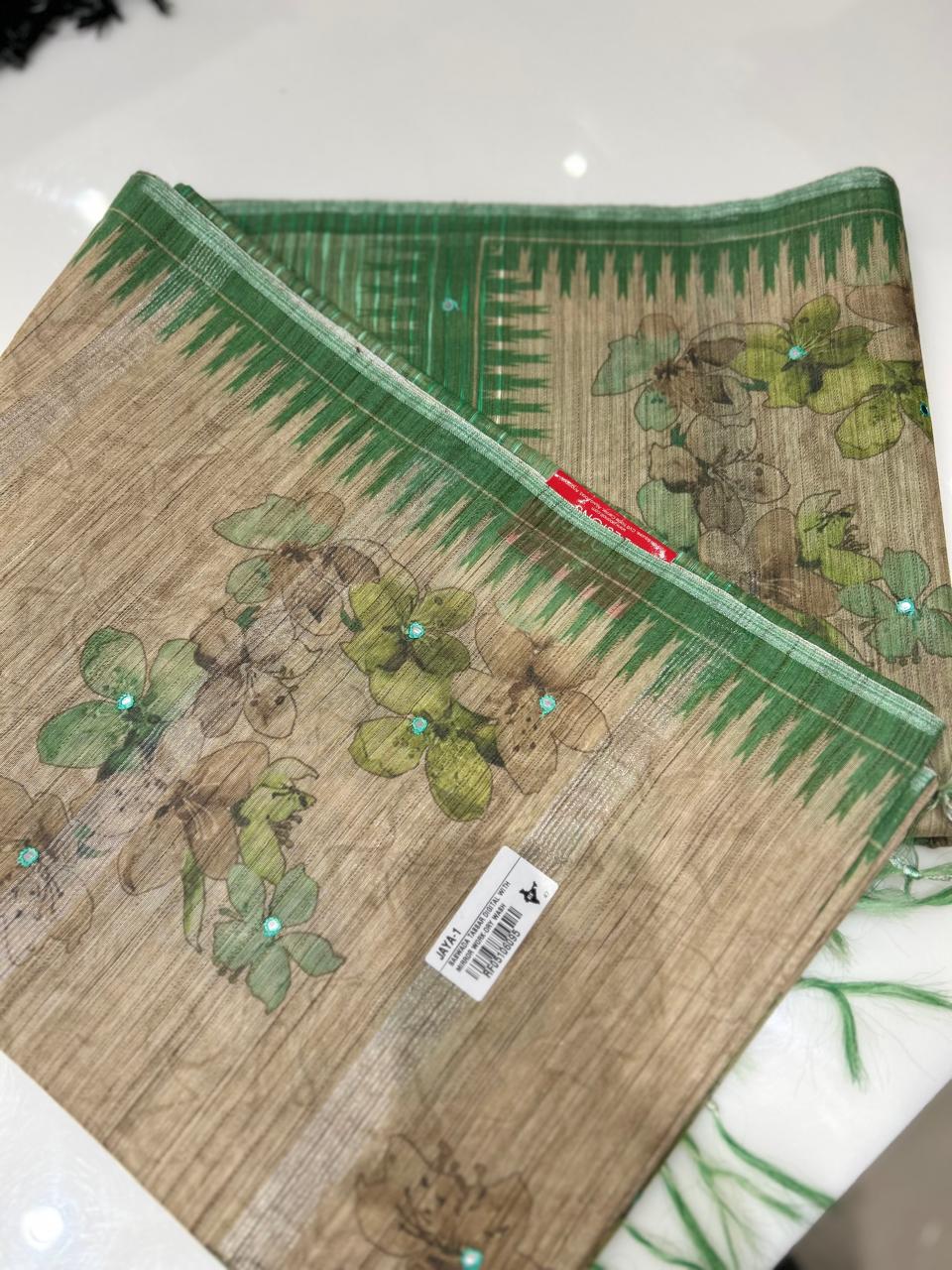 Soft chanderi saree -Green shade  Search code 3718