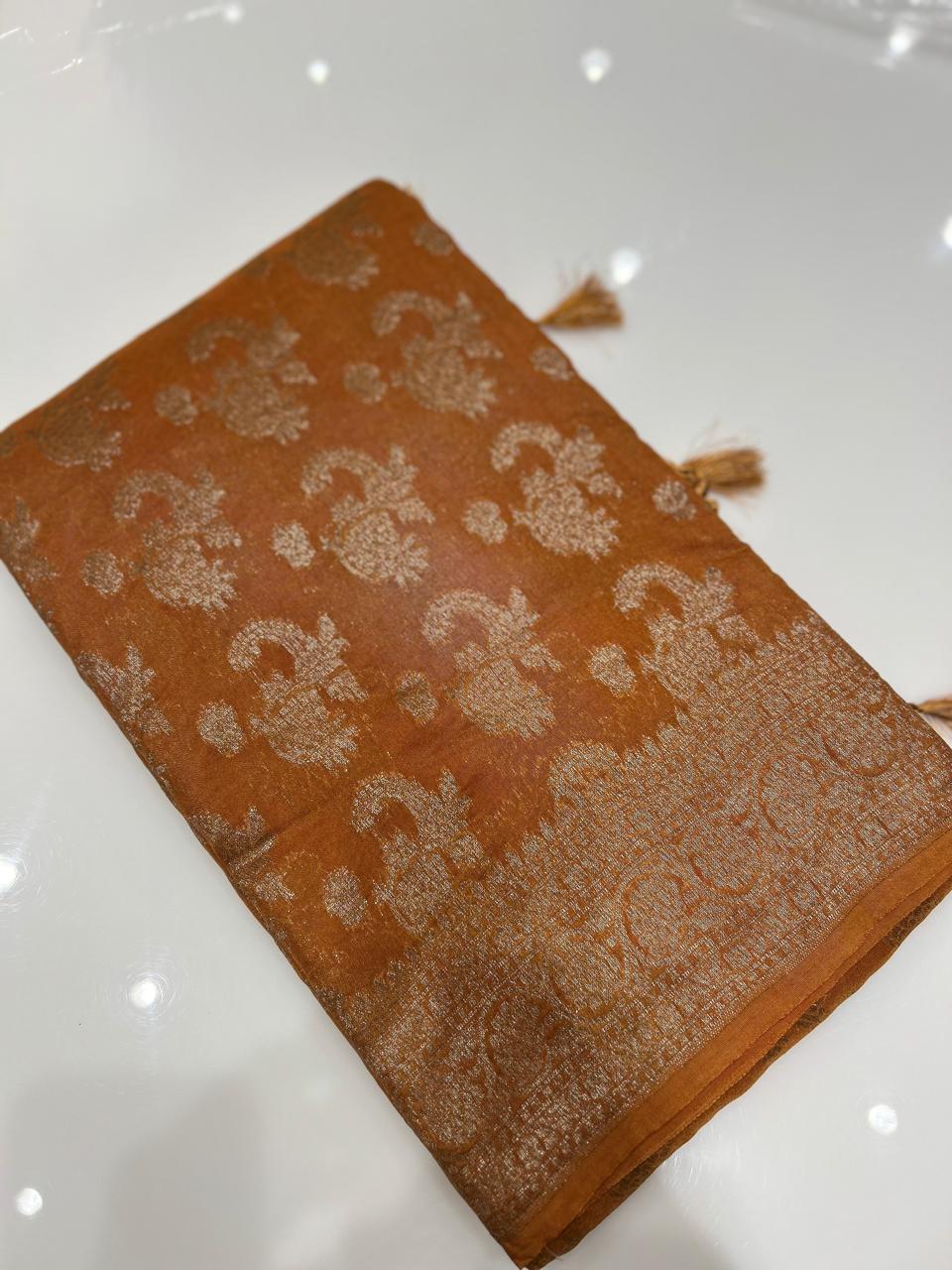 Semi banarasi saree -Mastered shade  Search code 6728