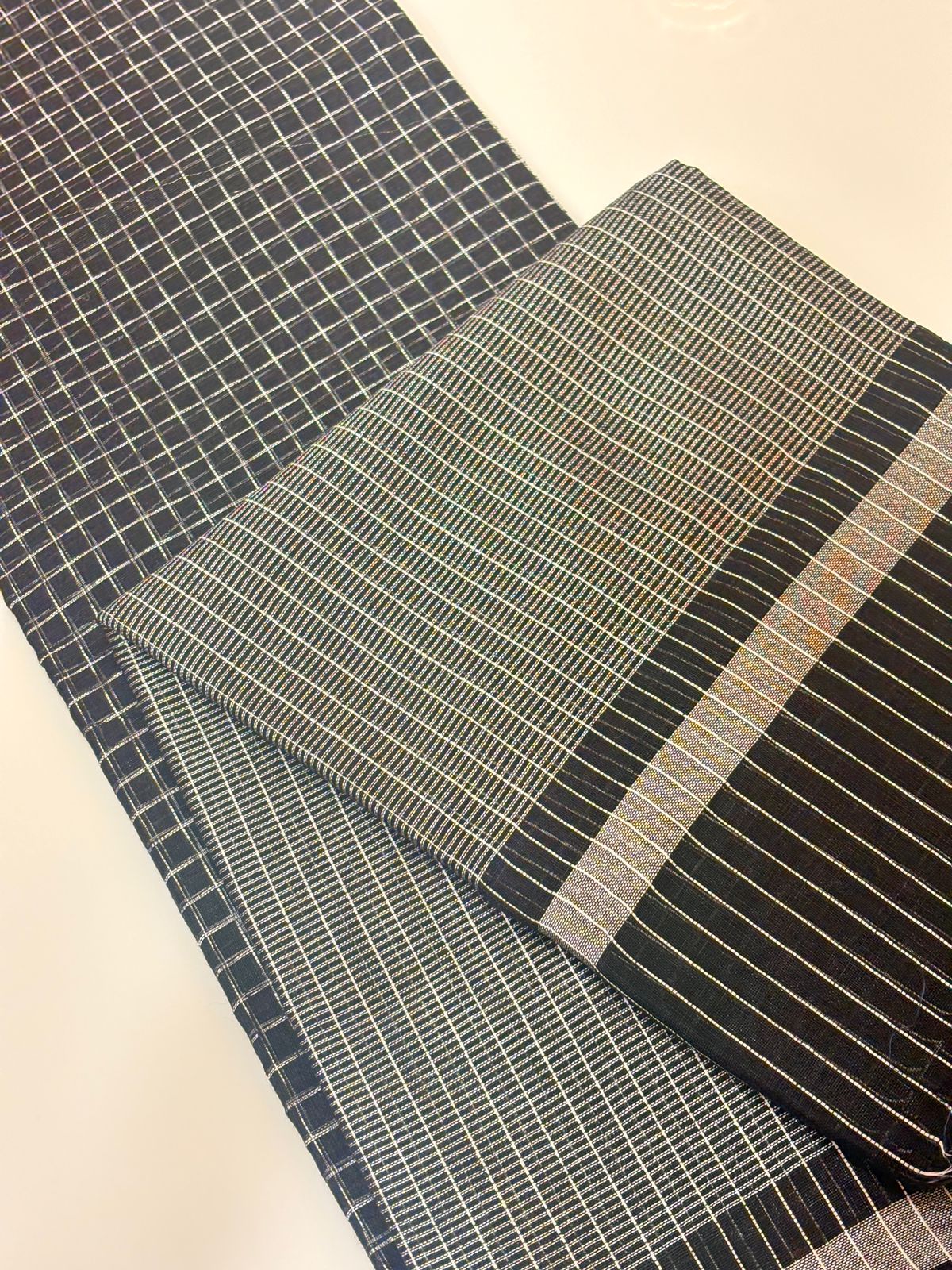 Cotton  Saree-Black  shade Search code 7700