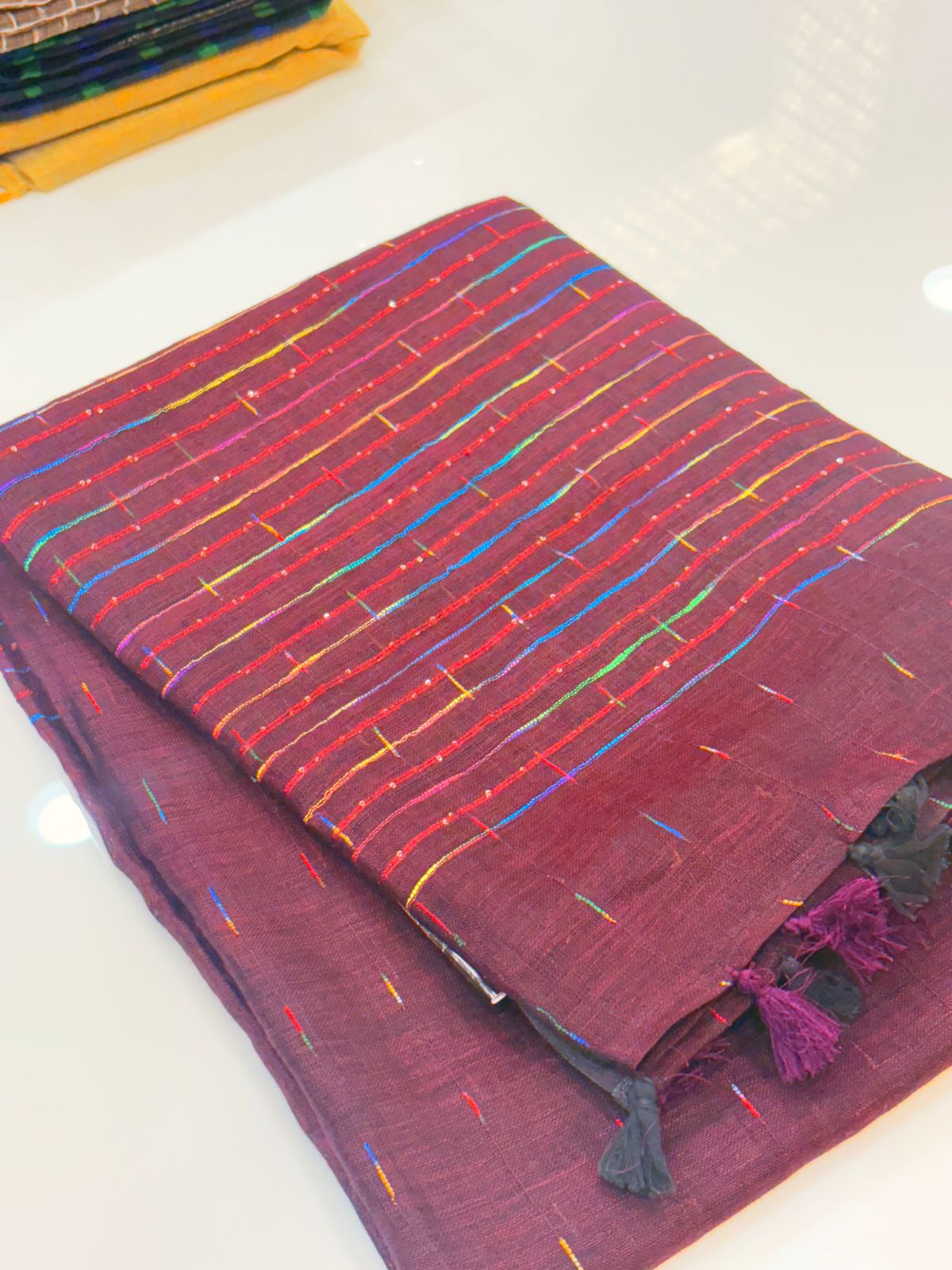 Cotton  Saree-Wine shade Search code 7712