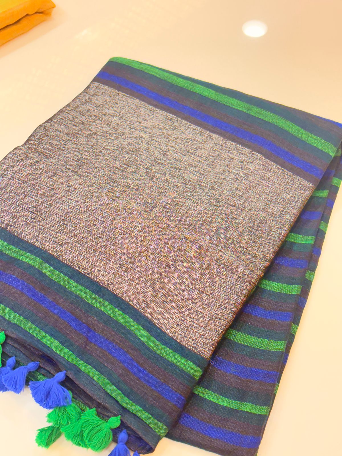Cotton  Saree-Dusty blue shade Search code 7713