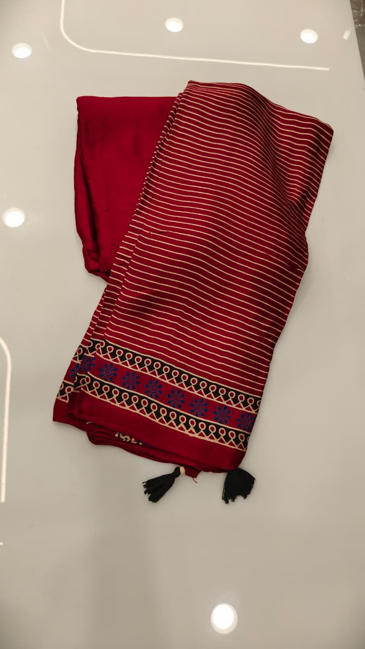 Modal Unstitched Salwar suit set  -Maroon shade Search code 3300