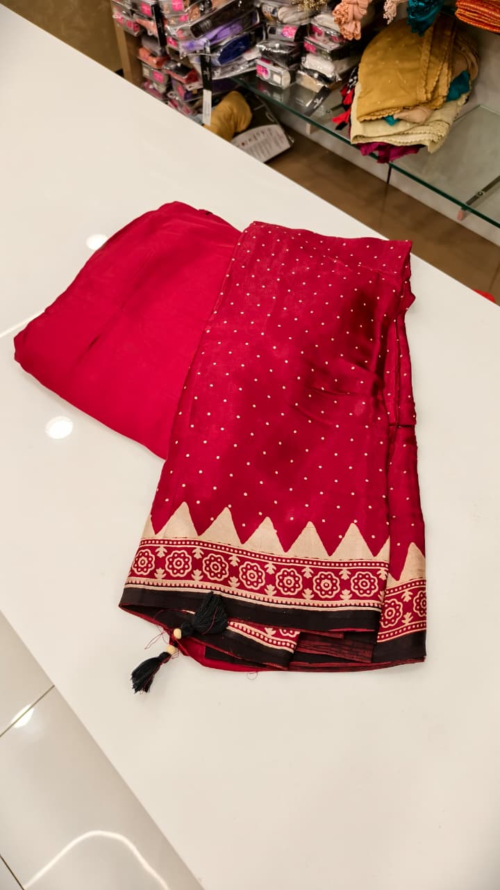 Modal Unstitched Salwar suit set  -Reddish pink  shade Search code 3304