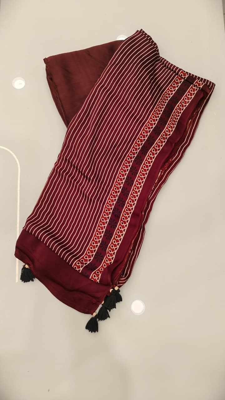 Modal Unstitched Salwar suit set  -Dark brown maroon shade Search code 3303