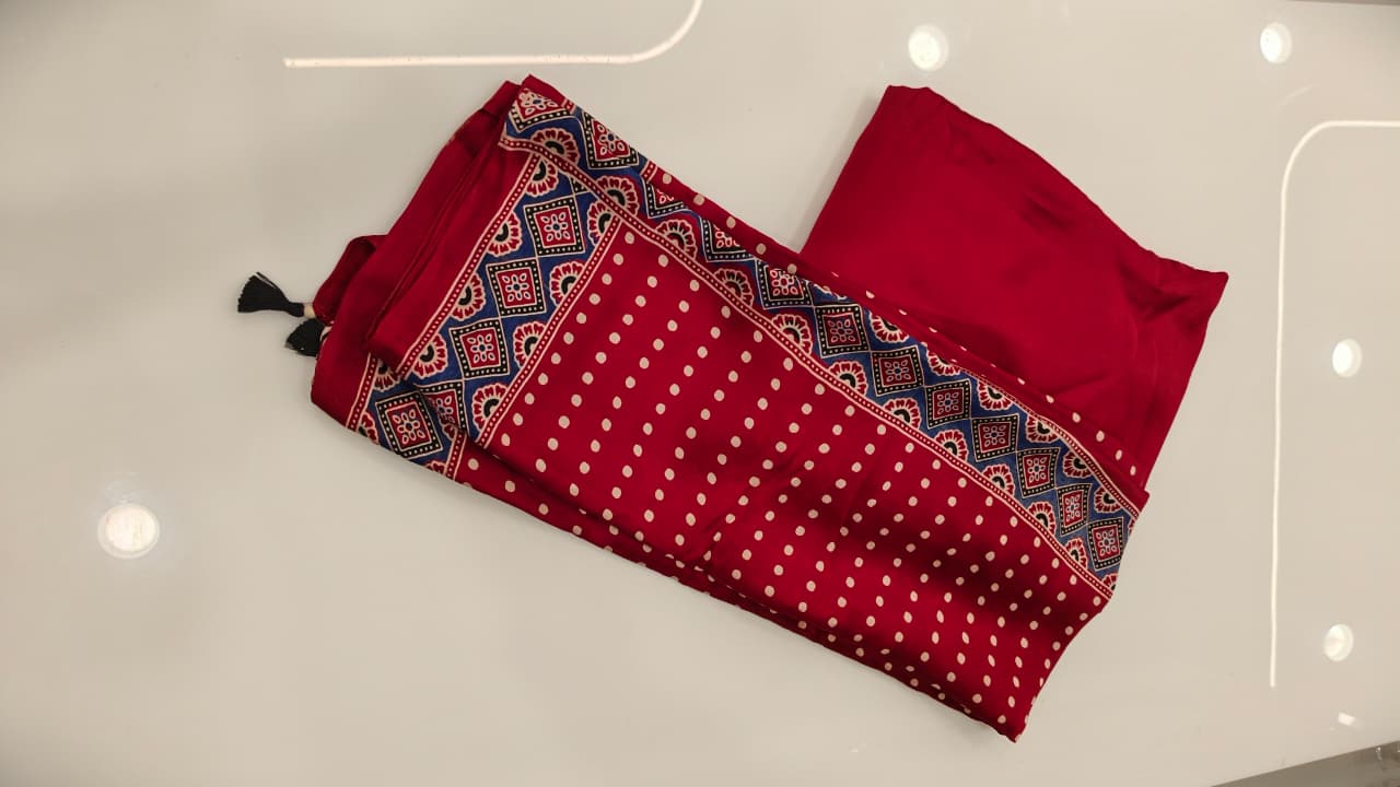 Modal Unstitched Salwar suit set  -Kumkum maroon  shade Search code 3305