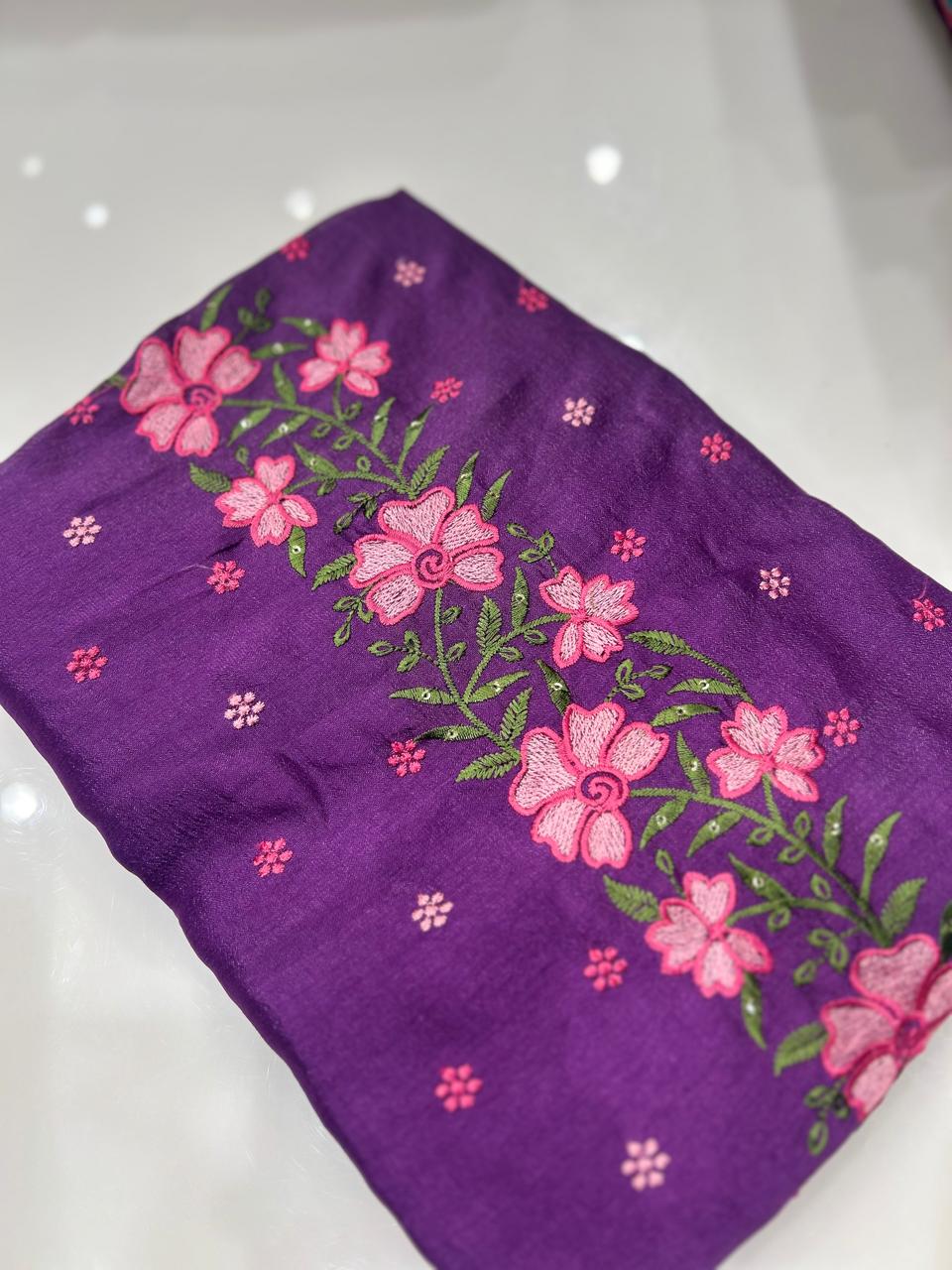 UNSTITCHED SALWAR SUIT SET- Purple color Search code 8700