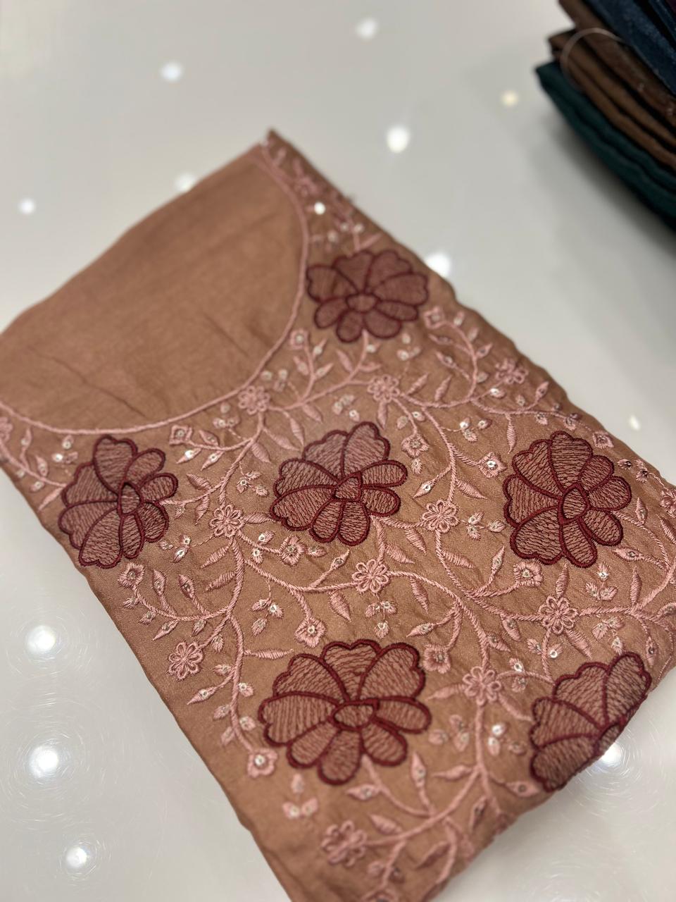 UNSTITCHED SALWAR SUIT SET-Onion  color Search code 8709