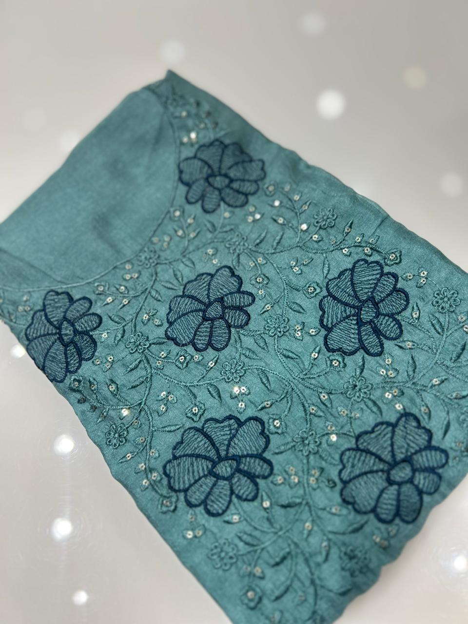 UNSTITCHED SALWAR SUIT SET-Dusty Blue color Search code 8710