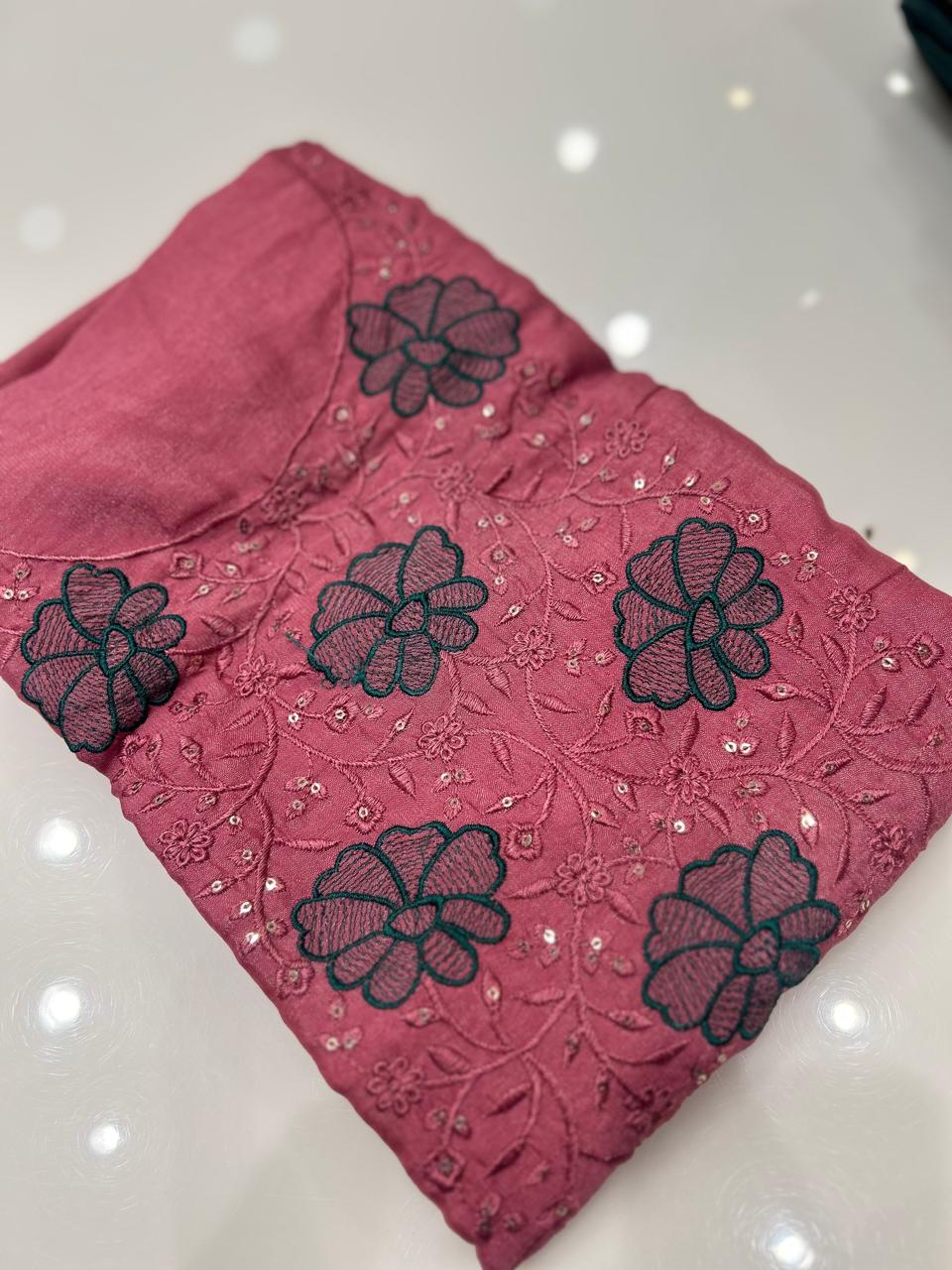 UNSTITCHED SALWAR SUIT SET-Pink  color Search code 8711
