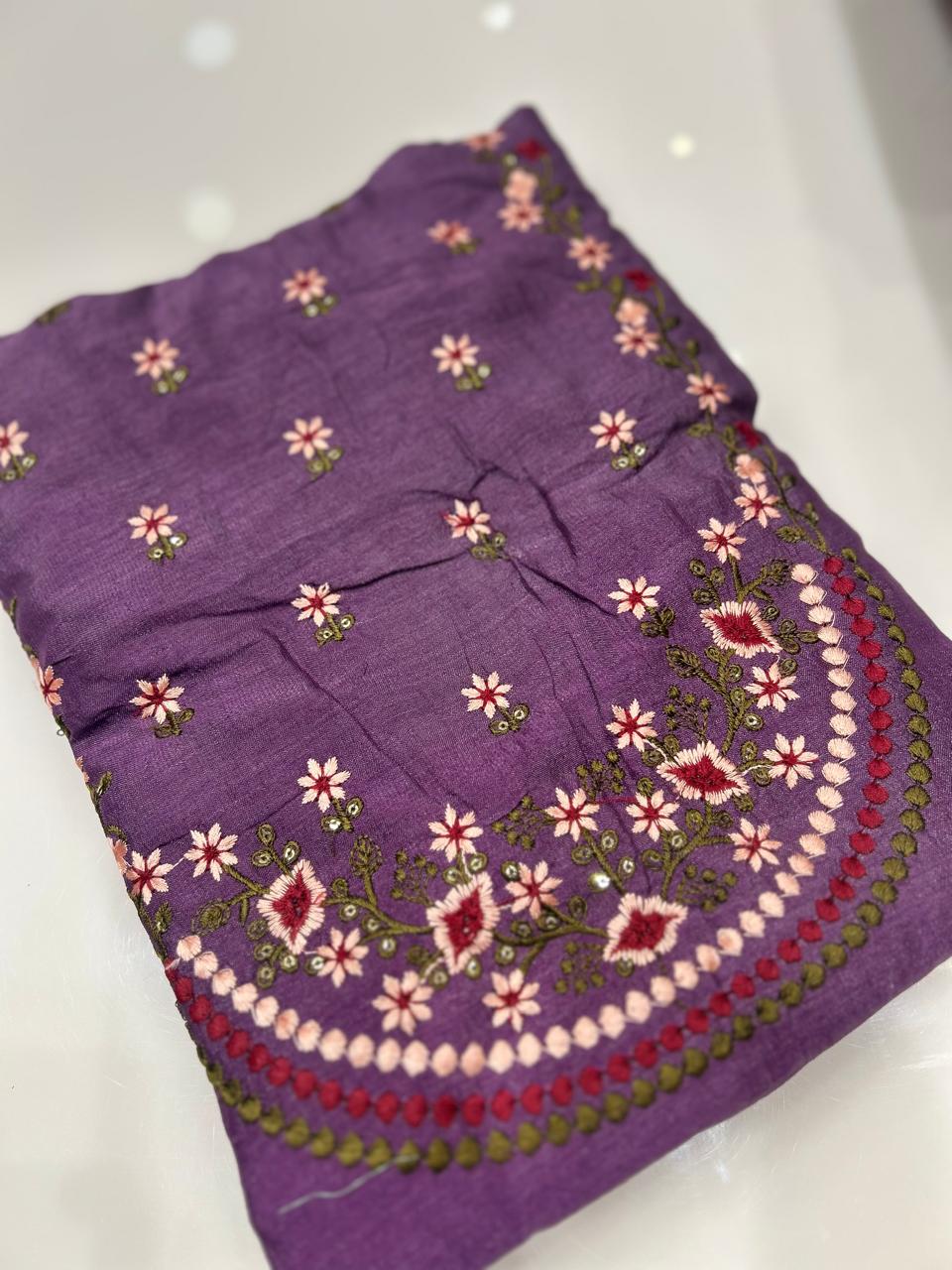 UNSTITCHED SALWAR SUIT SET- Purple color Search code 8716