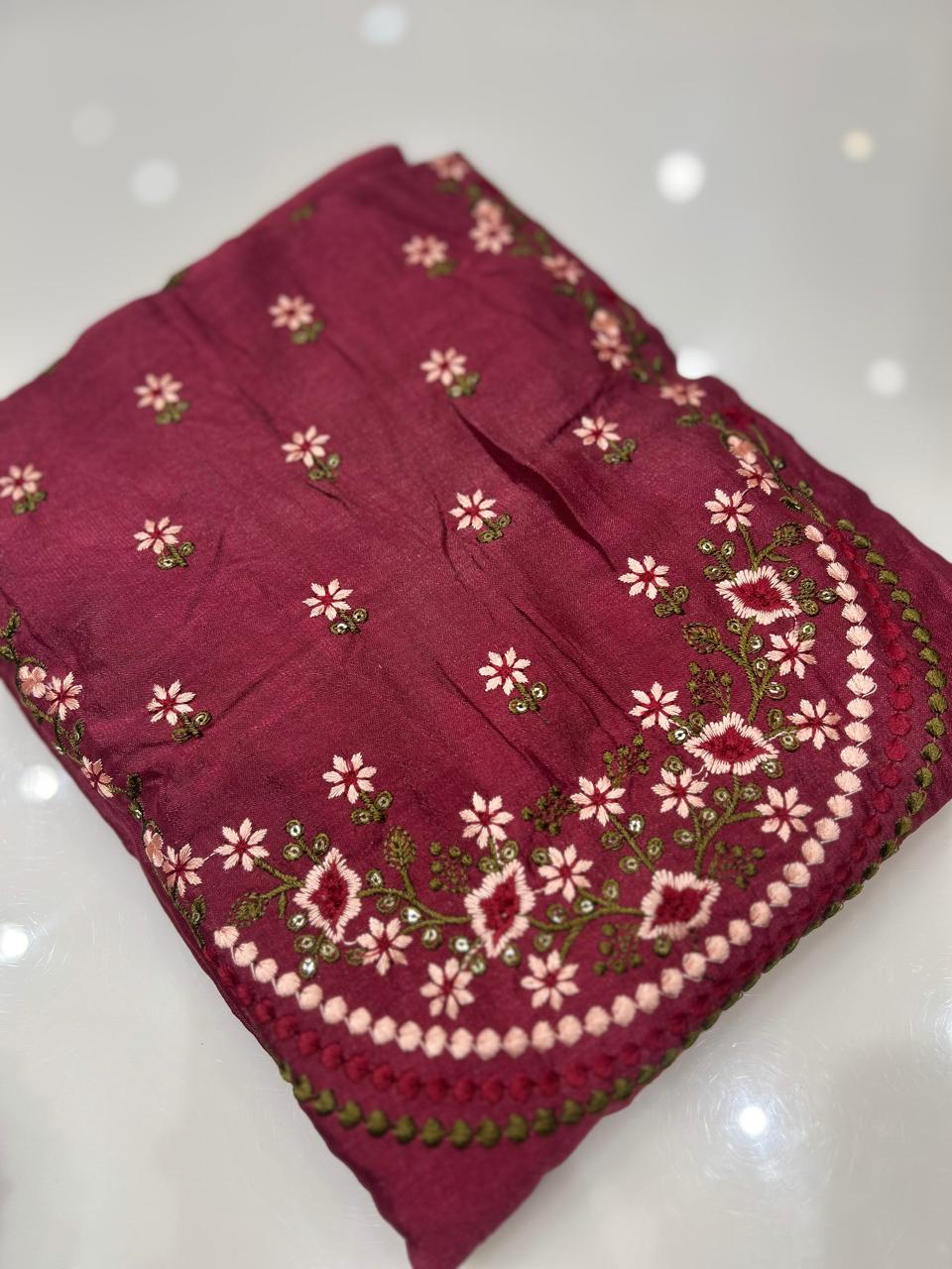 UNSTITCHED SALWAR SUIT SET- Dusty Maroon color Search code 8719