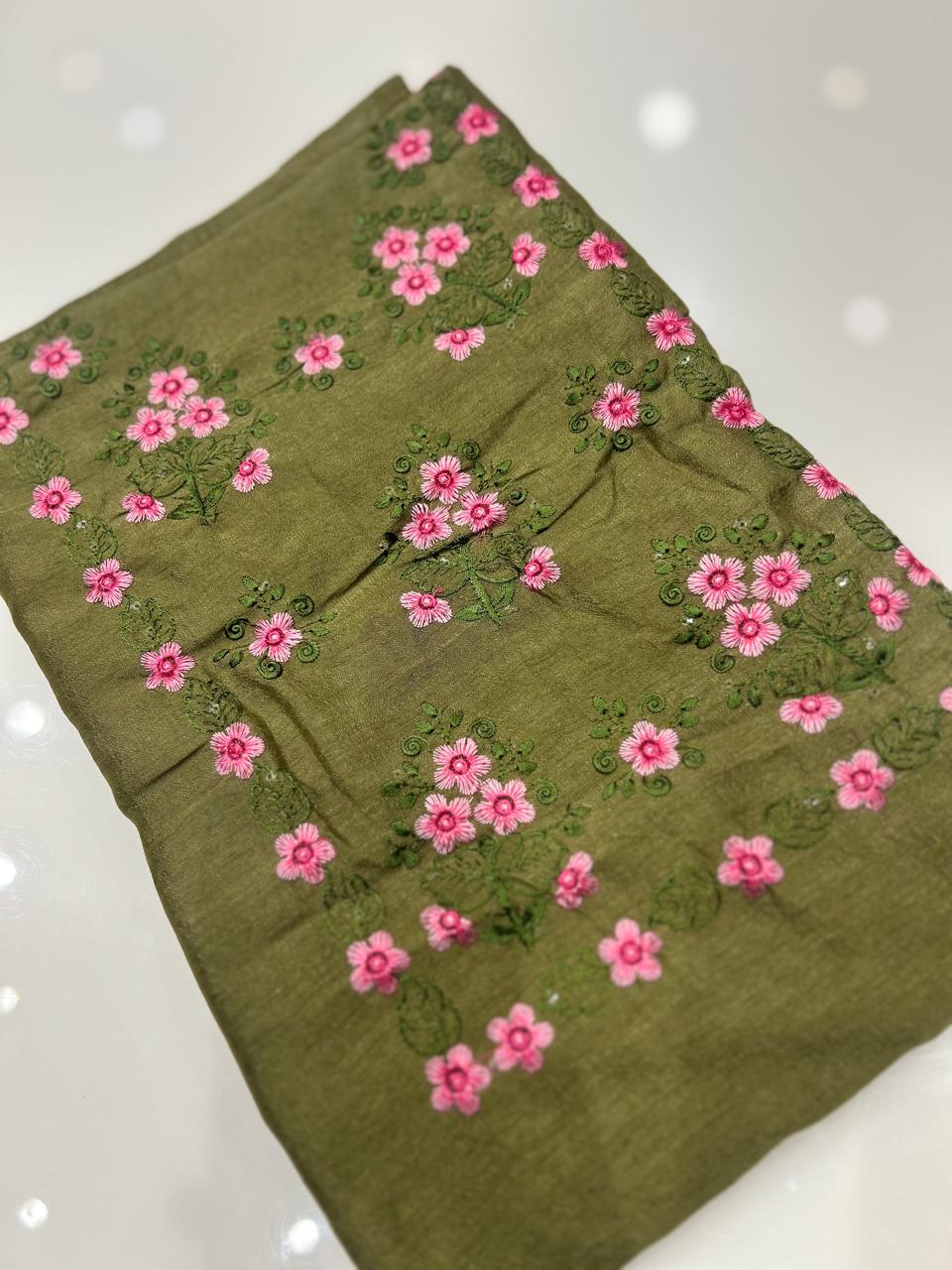 UNSTITCHED SALWAR SUIT SET- Green  color Search code 8720