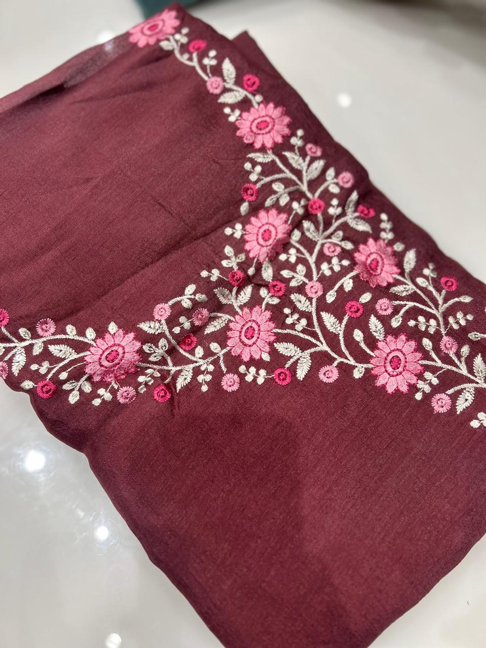UNSTITCHED SALWAR SUIT SET- Dark onion color Search code 8724