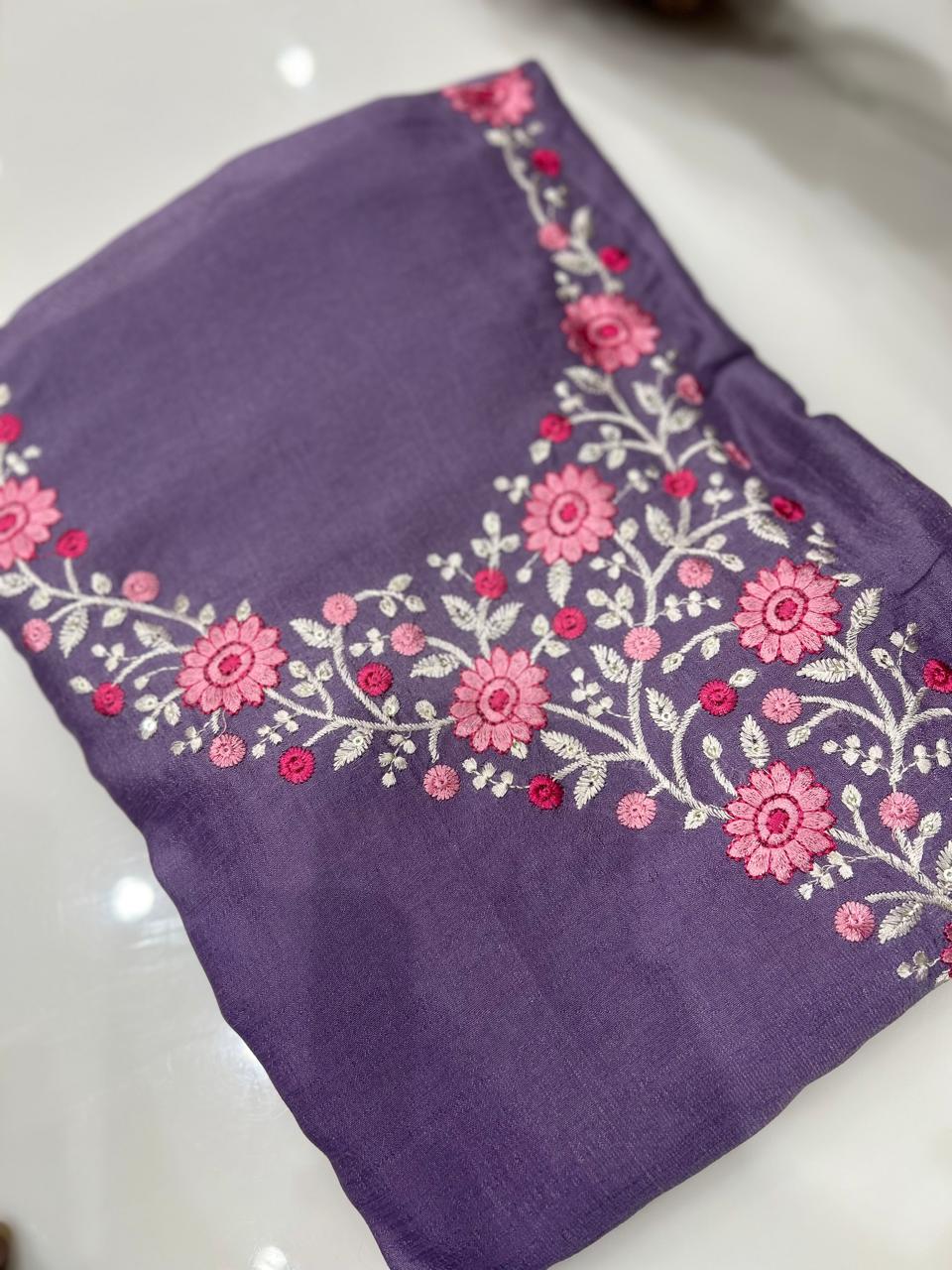 UNSTITCHED SALWAR SUIT SET- Lavender color Search code 8727