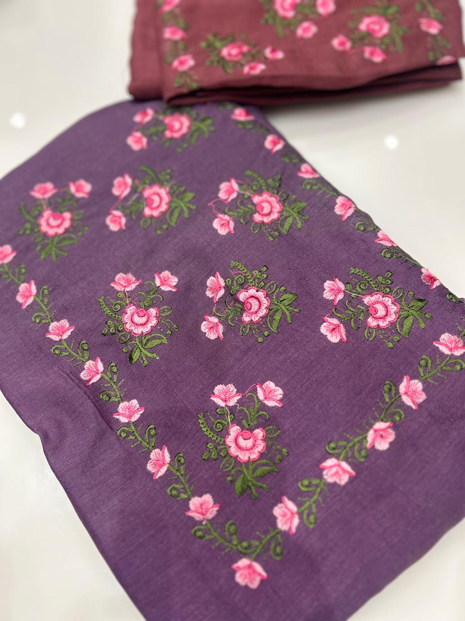 UNSTITCHED SALWAR SUIT SET- Lavender  color Search code 8730