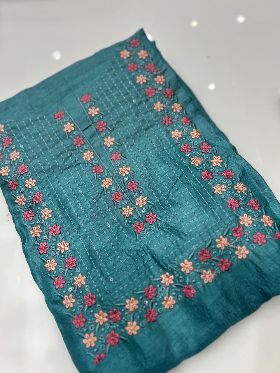 UNSTITCHED SALWAR SUIT SET- Blue color Search code 8734