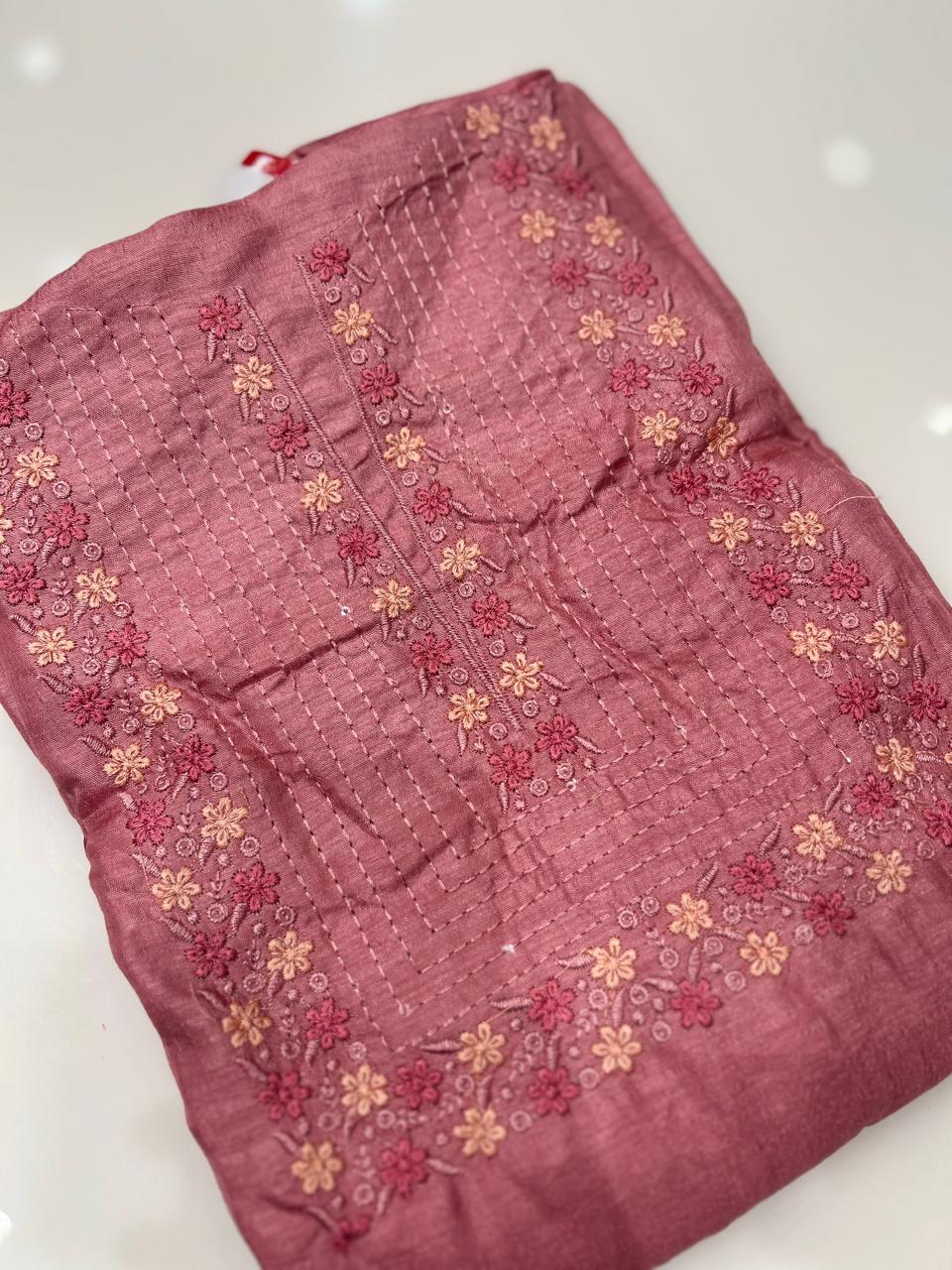 UNSTITCHED SALWAR SUIT SET- Onion pink color Search code 8735