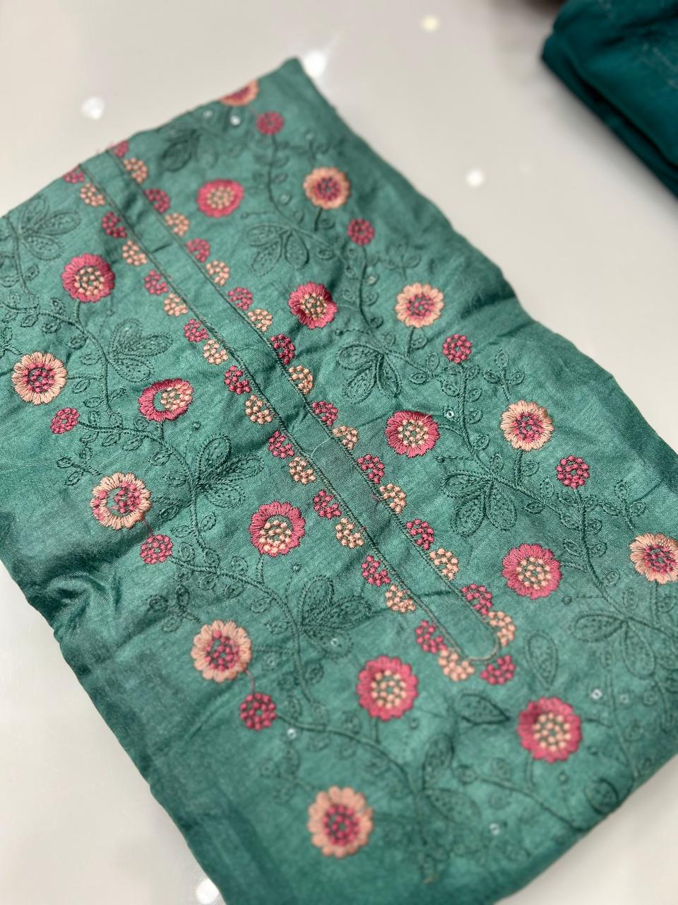 UNSTITCHED SALWAR SUIT SET- Safer blue  color Search code 8736
