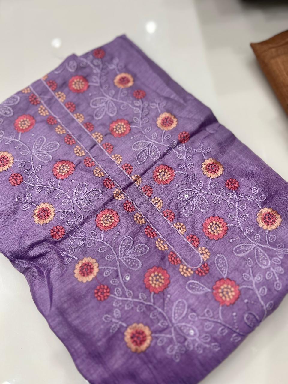 UNSTITCHED SALWAR SUIT SET- Lavender   color Search code 8737