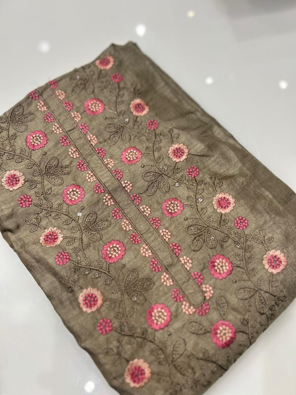 UNSTITCHED SALWAR SUIT SET- Dusty chocolate color Search code 8739