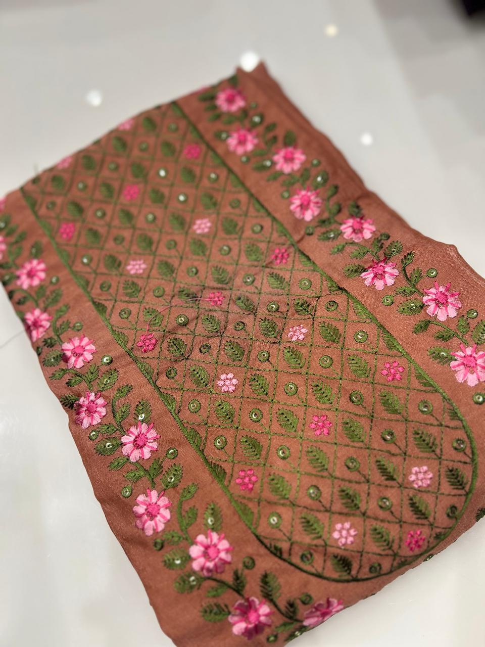UNSTITCHED SALWAR SUIT SET- Onion color Search code 8741