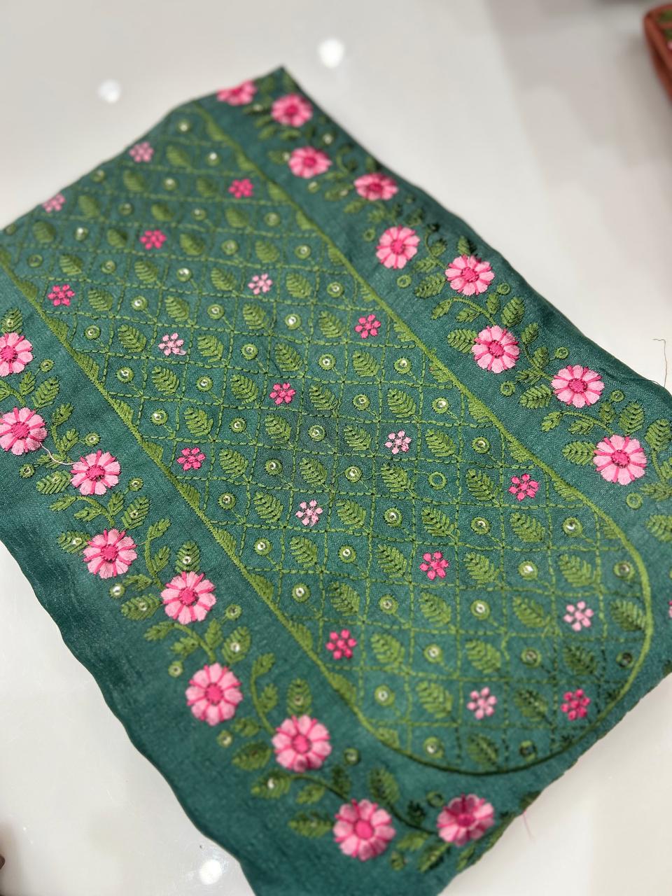 UNSTITCHED SALWAR SUIT SET- Green color Search code 8742