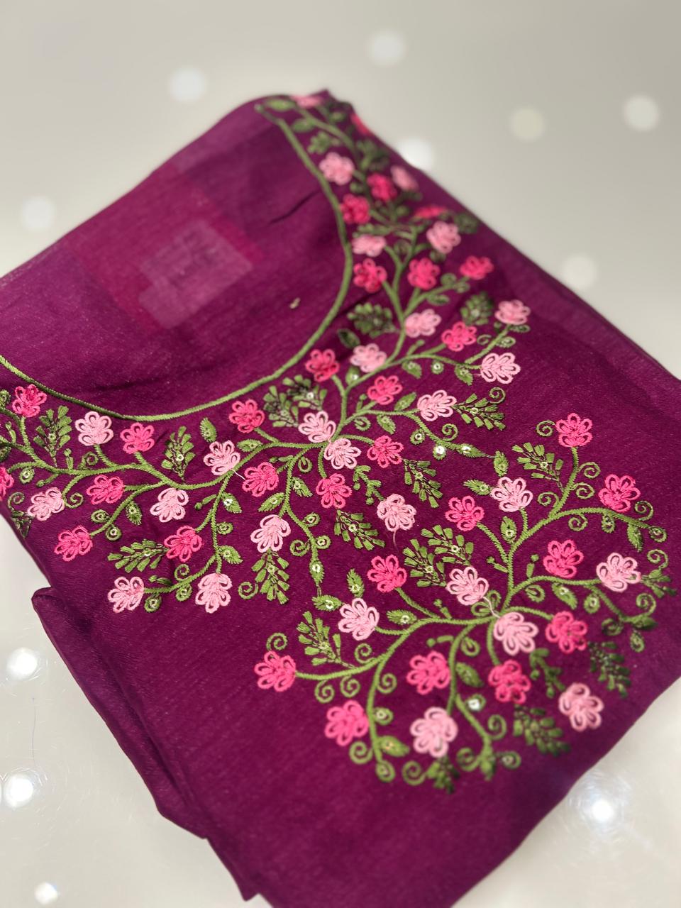 UNSTITCHED SALWAR SUIT SET- Wine color Search code 8749
