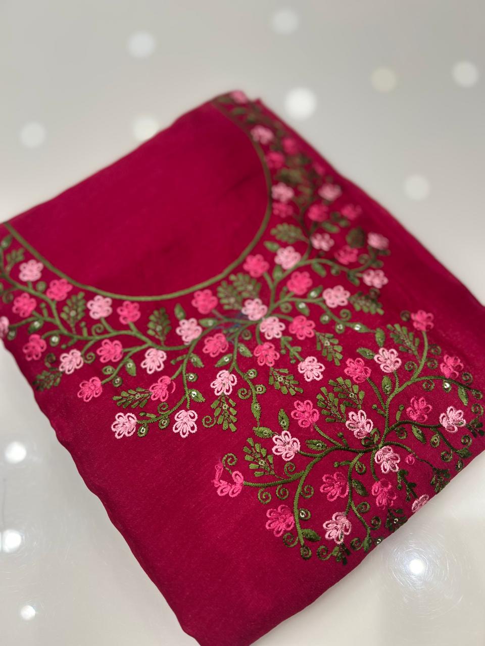 UNSTITCHED SALWAR SUIT SET- Hot pink color Search code 8750