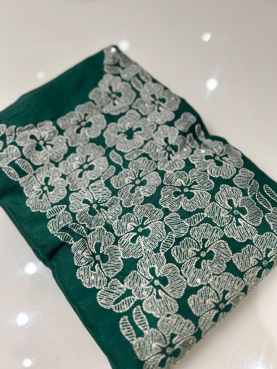 UNSTITCHED SALWAR SUIT SET- Green color Search code 8752