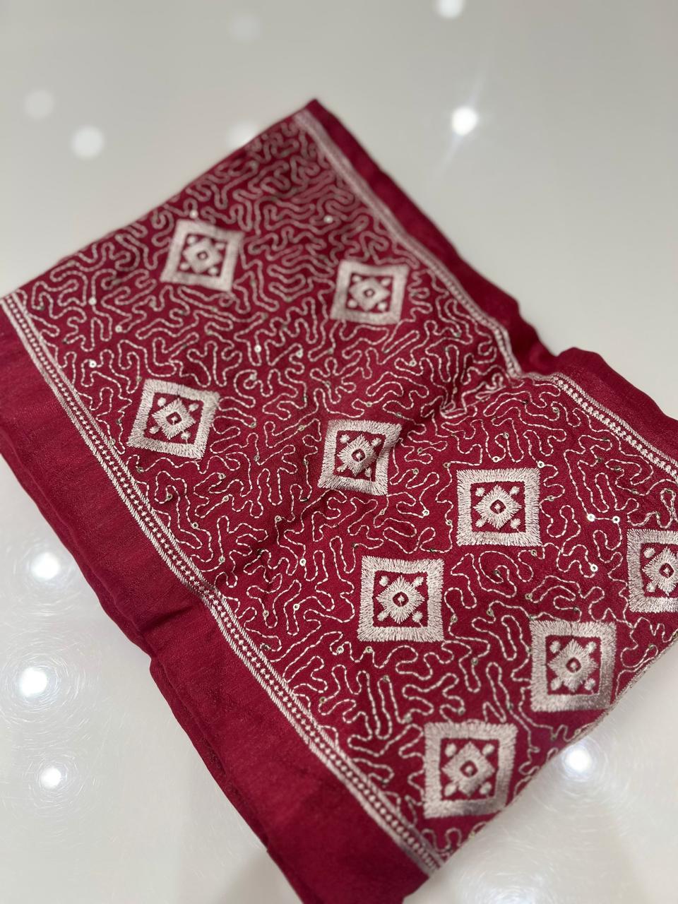 UNSTITCHED SALWAR SUIT SET-Brick color Search code 8758