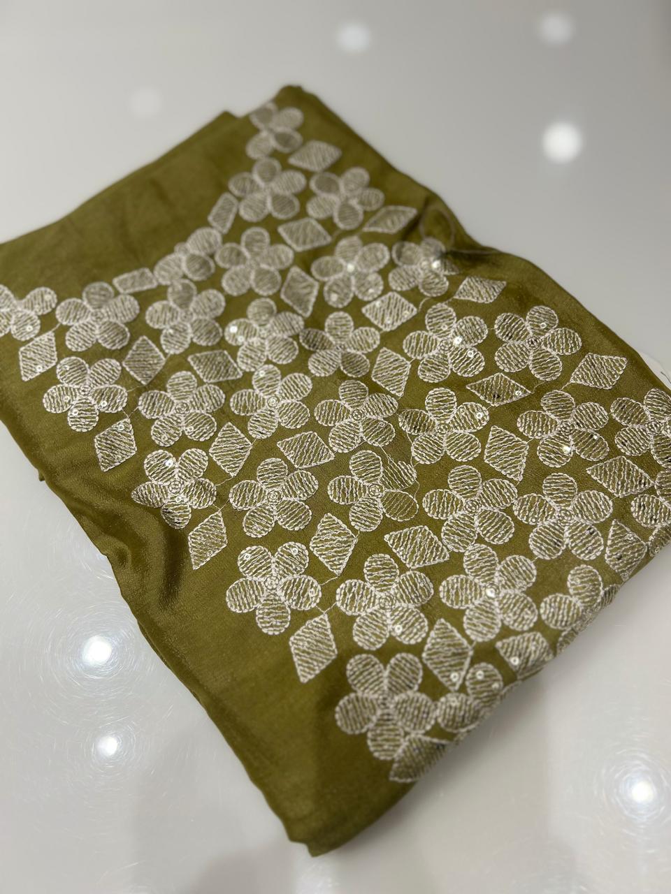 UNSTITCHED SALWAR SUIT SET-Green color Search code 8760