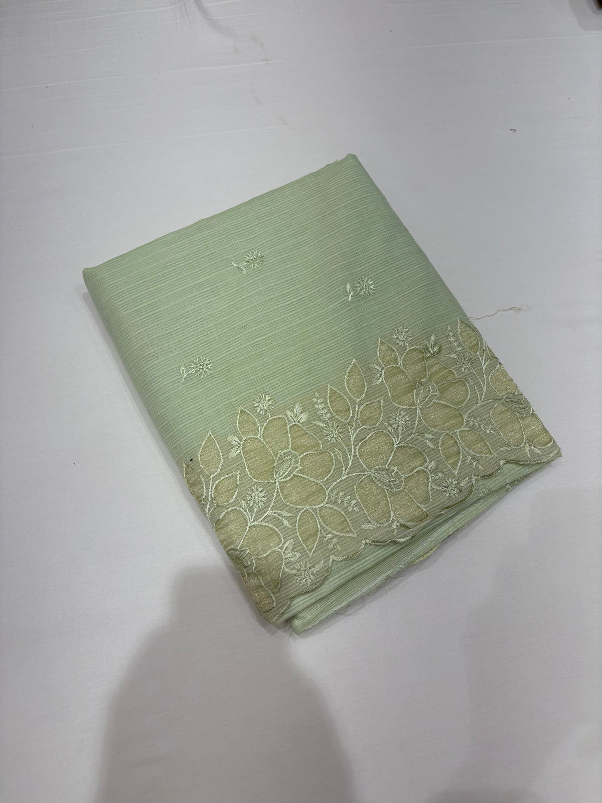 Net Cotta Saree- Green   shade Search code 5301