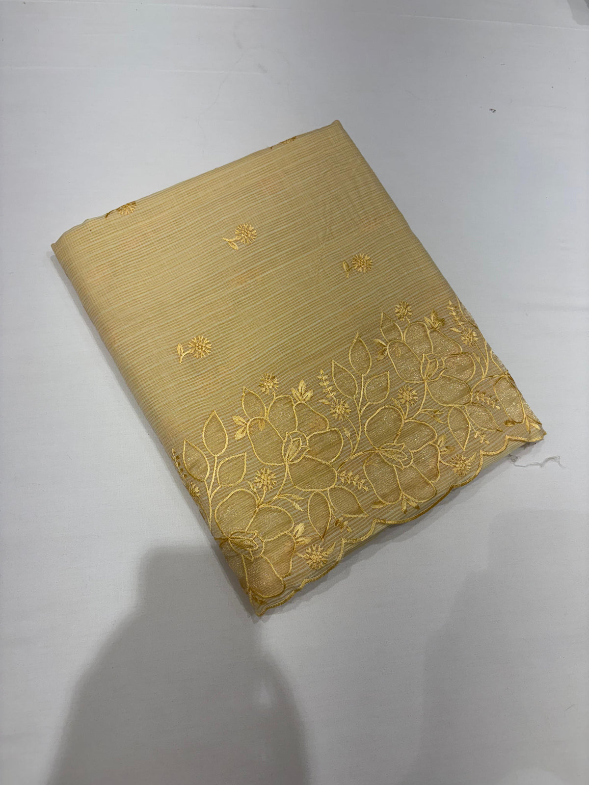 Net Cotta Saree- Mango yellow shade Search code 5302