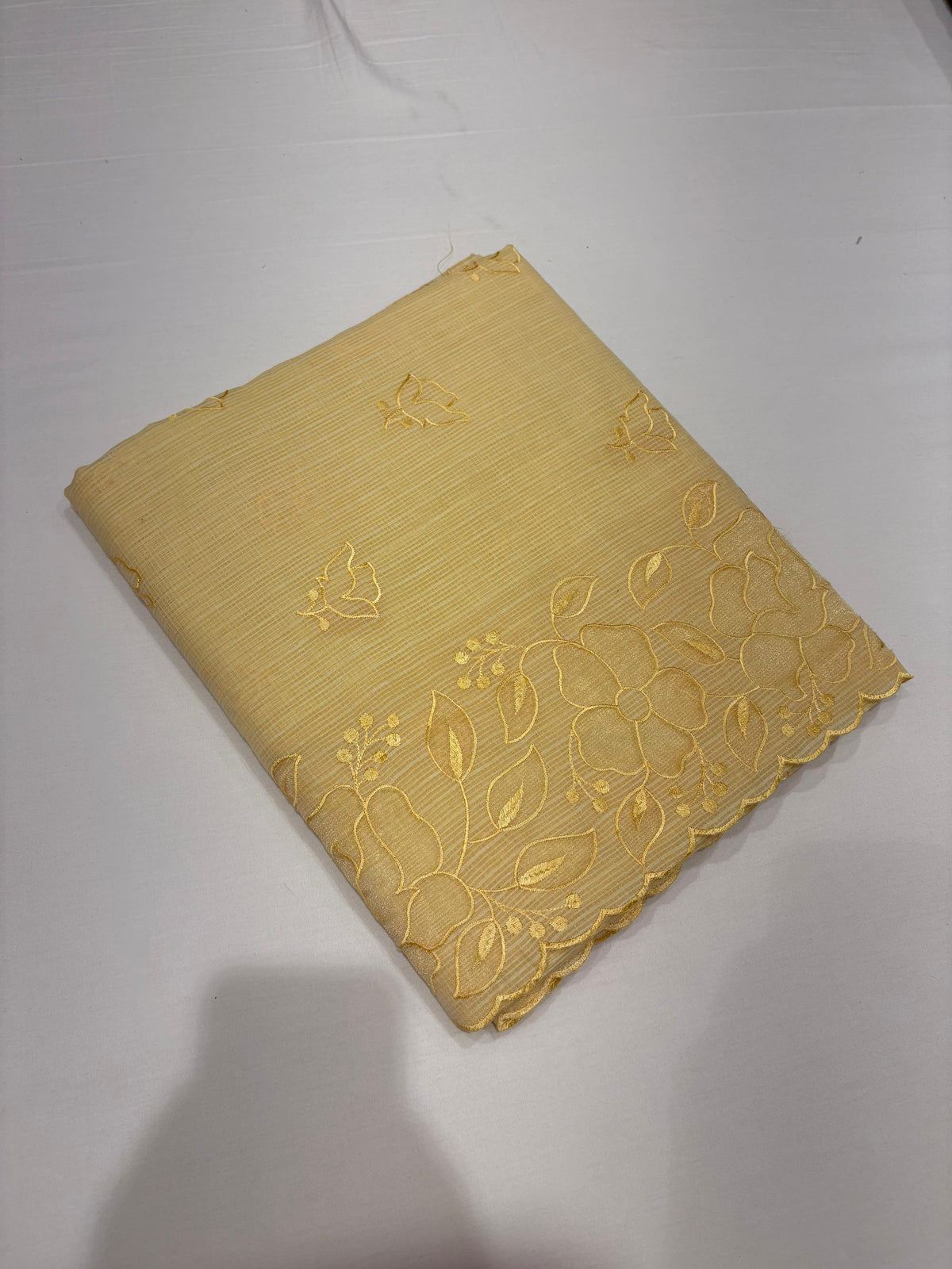 Net Cotta Saree-Yellow   shade Search code 5306