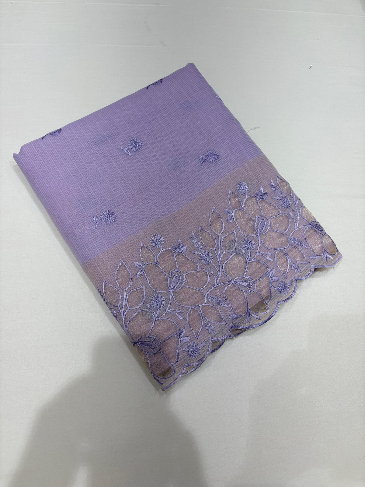 Net Cotta Saree- Lavander shade Search code 5305