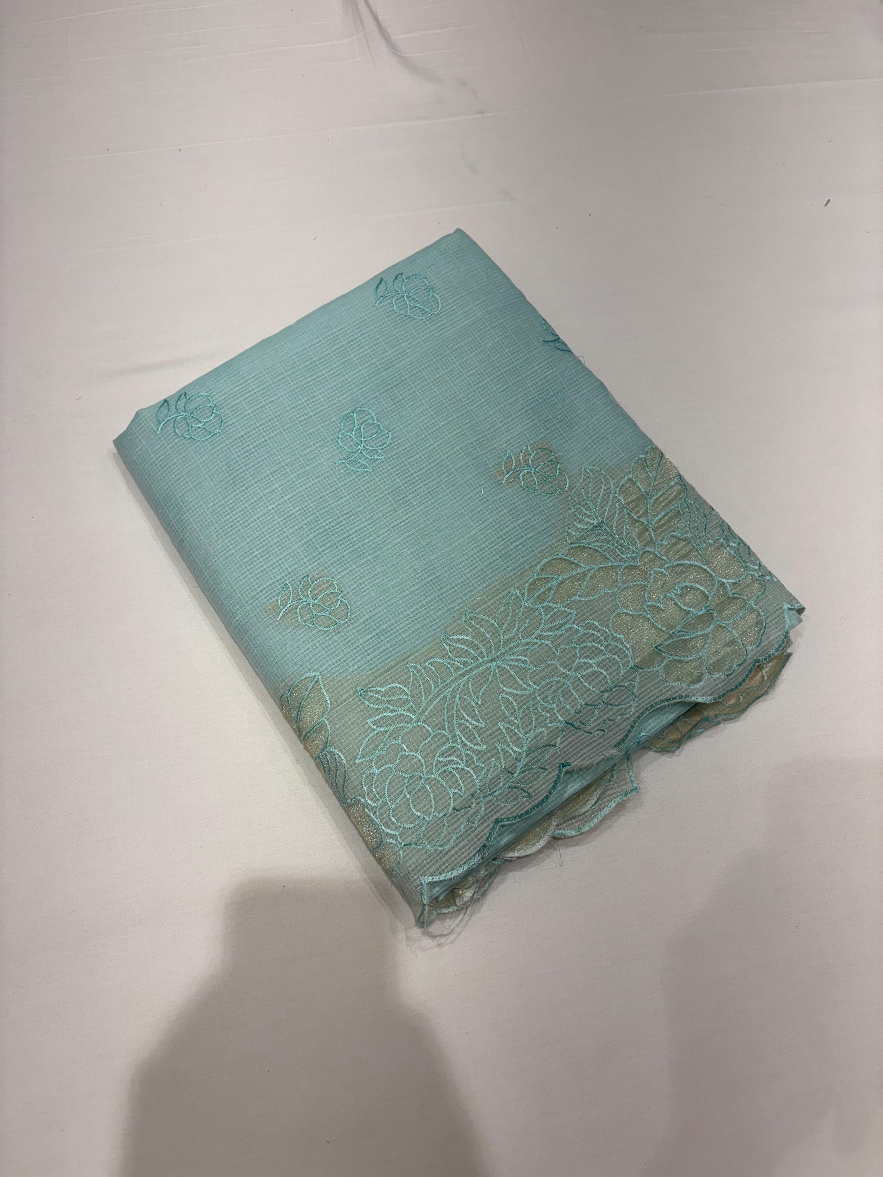 Net Cotta Saree- Blue shade Search code 5316