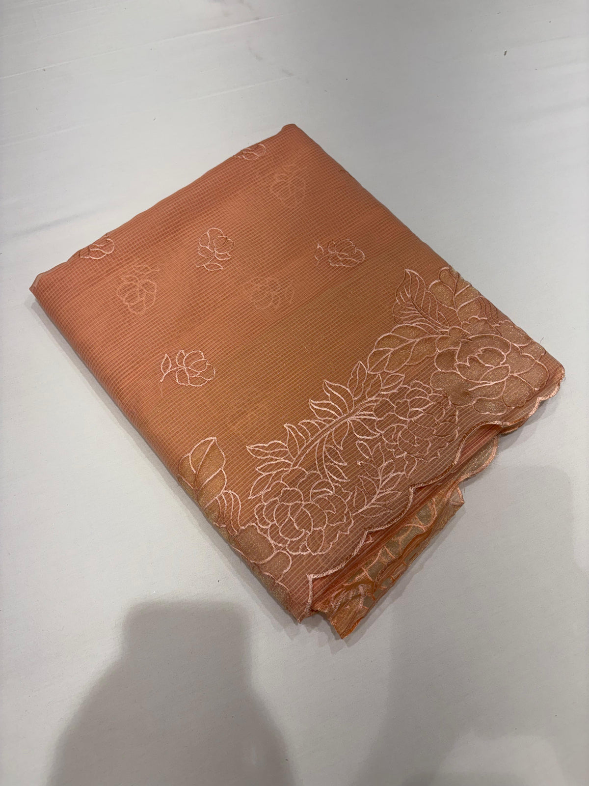 Net Cotta Saree- Peach shade Search code 5315