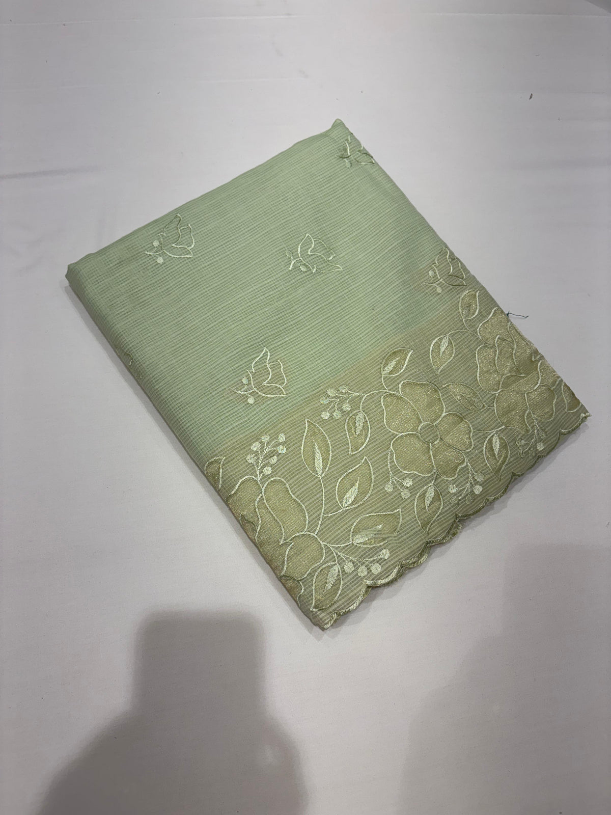Net Cotta Saree-Green shade Search code 5324