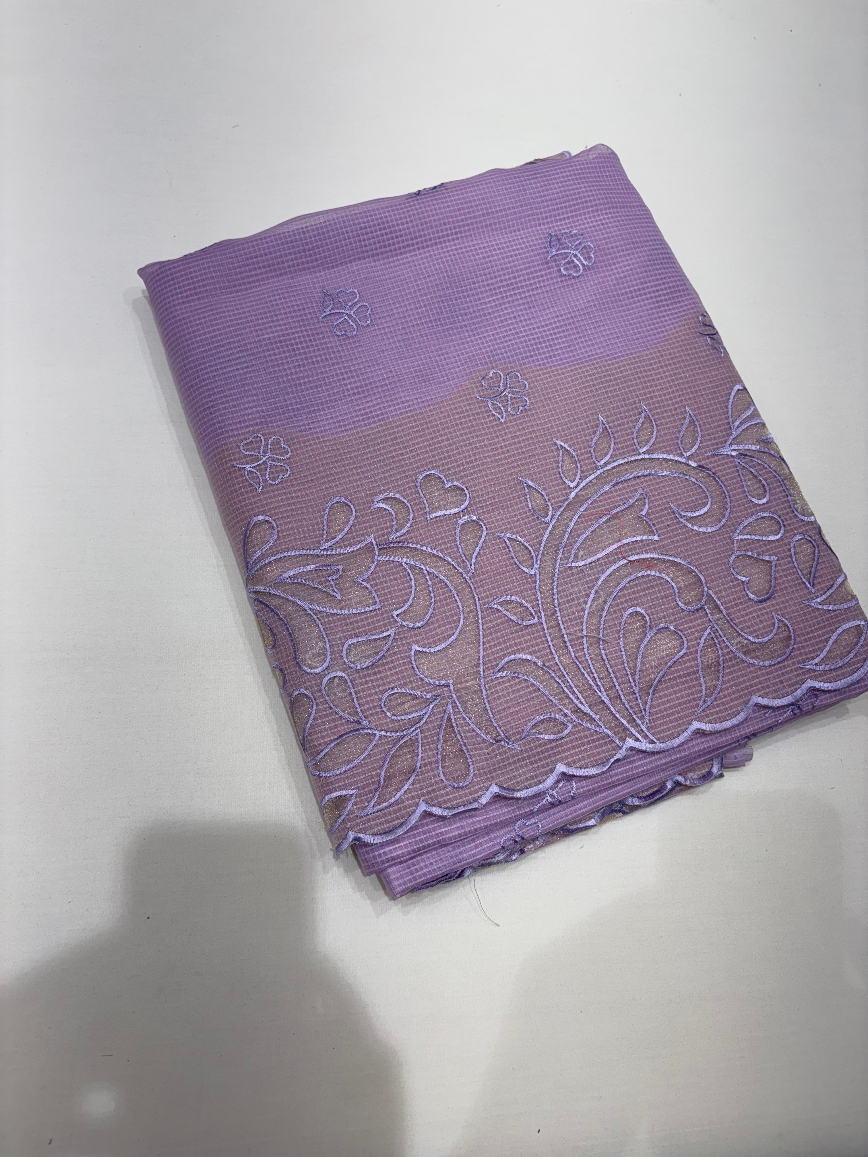 Net Cotta Saree-Lavender shade Search code 5327