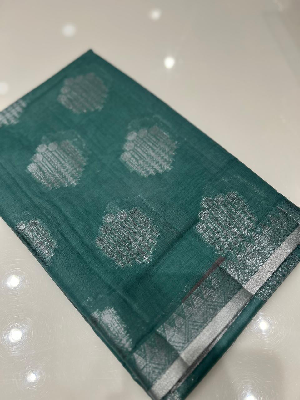 Masrai Cotton Saree -Dusty blueish gray shade  Search code 3604