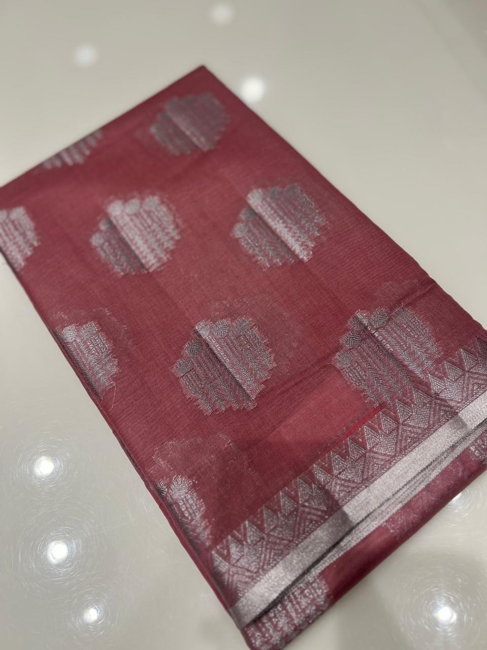 Masrai Cotton Saree -Onion pink  shade  Search code 3605