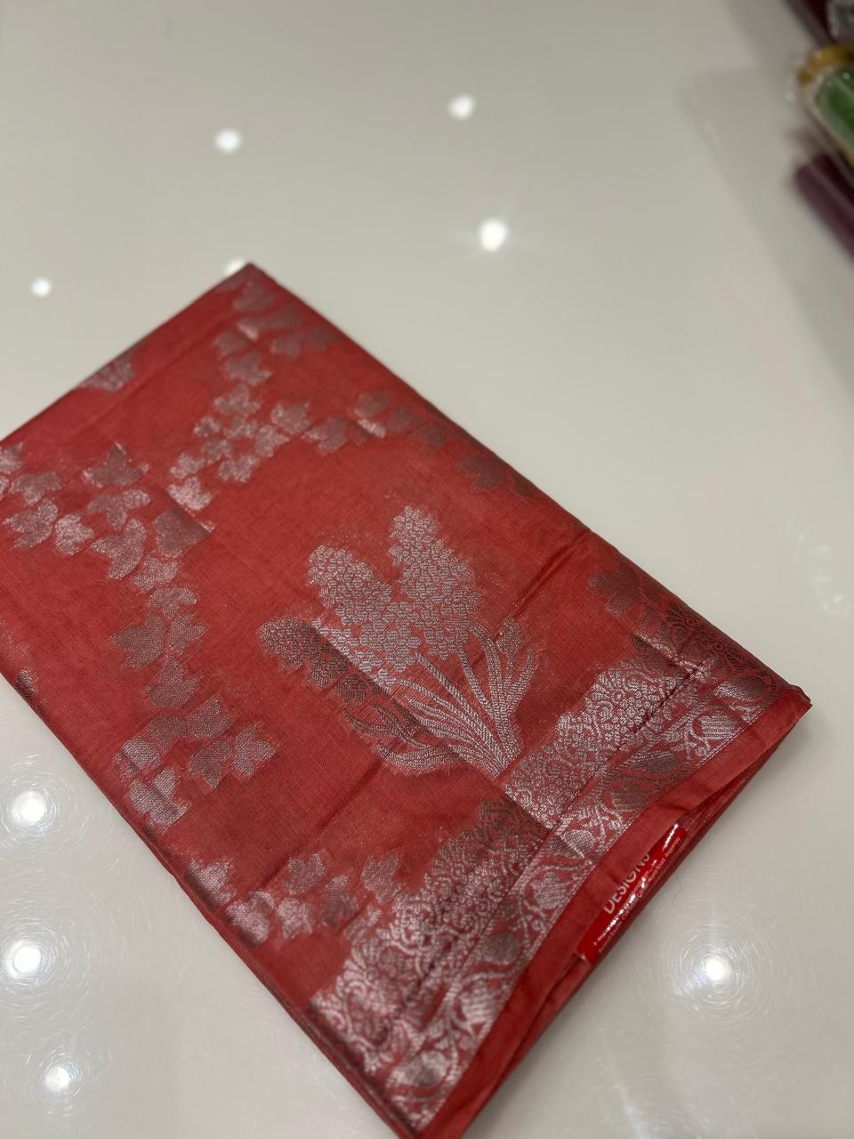 Masrai Cotton Saree -Dusty Orange shade  Search code 3607