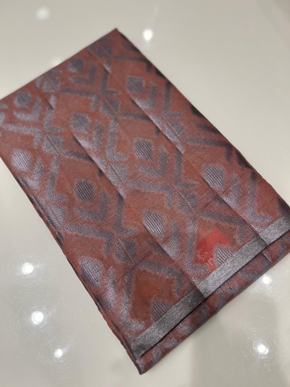 Masrai Cotton Saree -Dusty Brick shade  Search code 3611