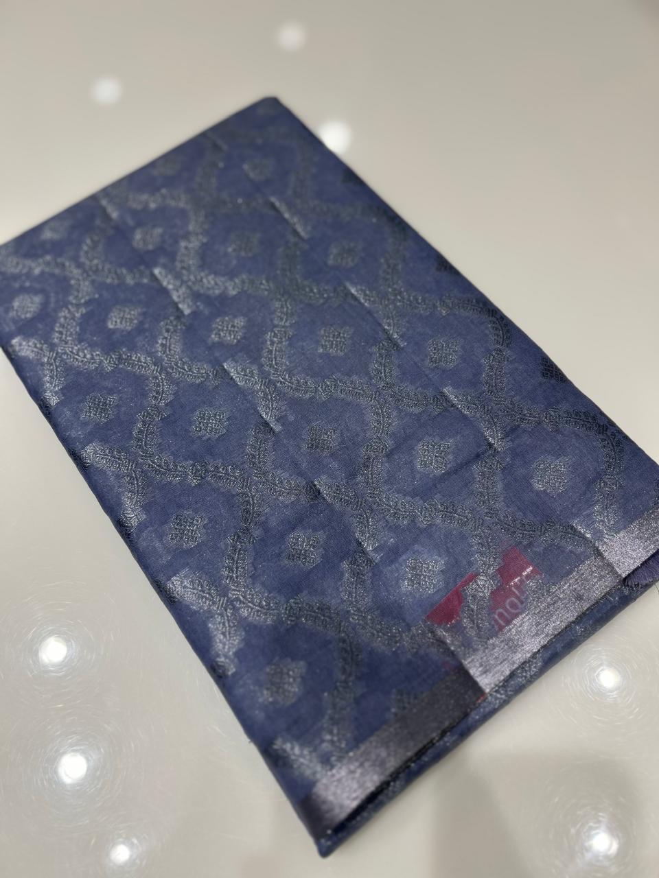 Masrai Cotton Saree -Dusty blue  shade  Search code 3612
