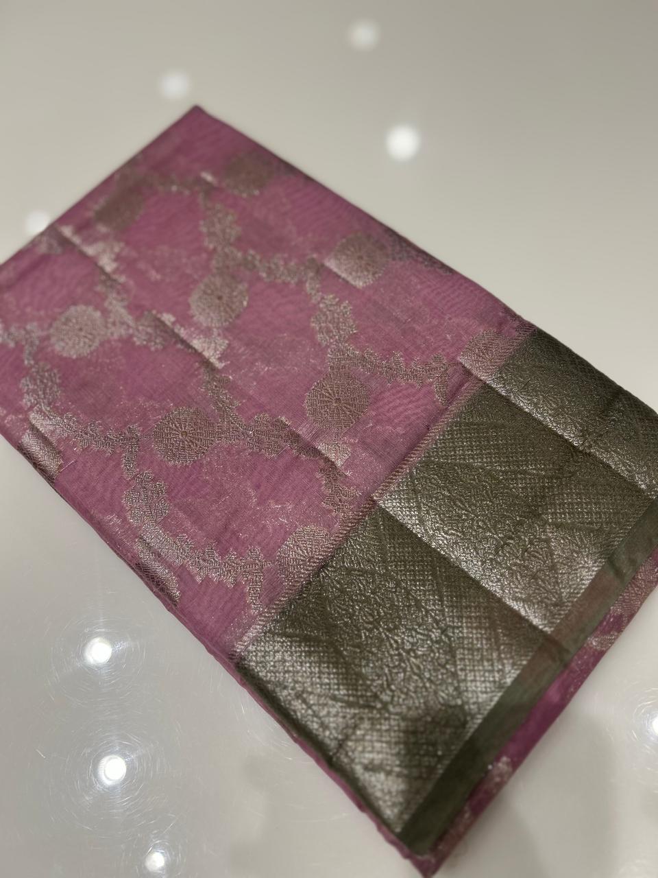 Masrai Cotton Saree -Dusty pink to Dusty green shade  Search code 3616