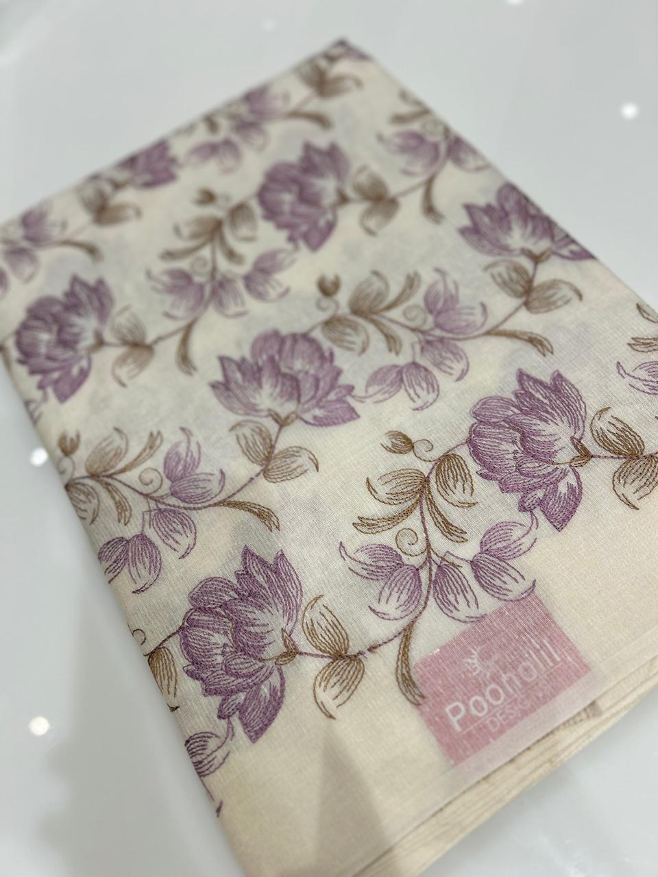 Tussar Saree - Off white to Lavender shade Search code 3953